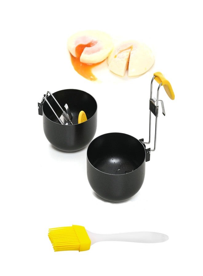 halteoly Egg Poacher-halteoly,poached egg maker poached egg cooker eggs poachers,Egg Poachers Nonstick best rated,2 Pack with Brush - Image 1